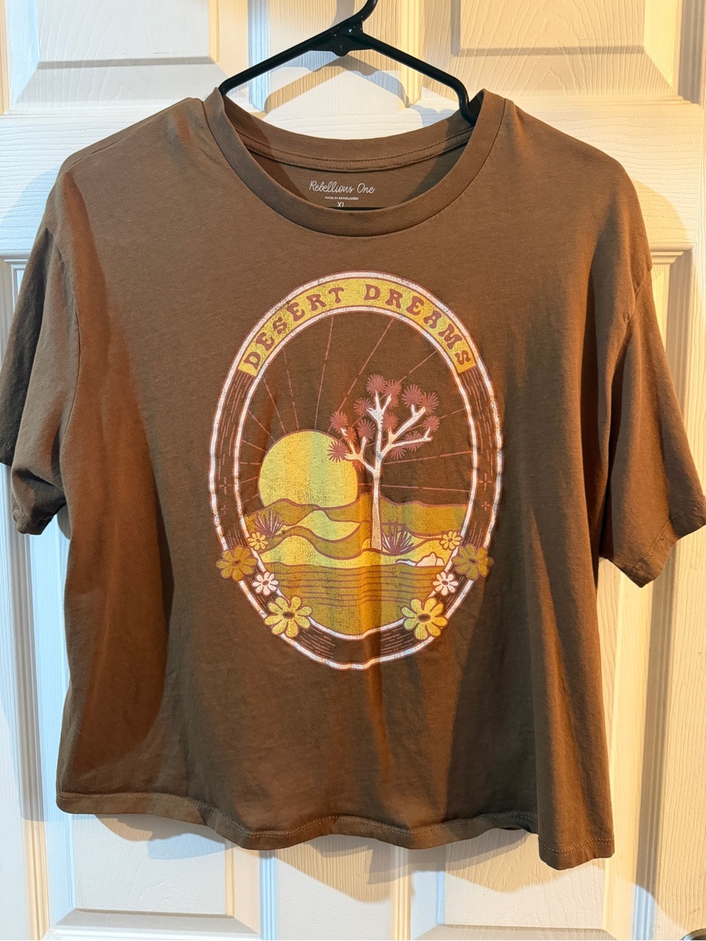 Rebellious One Men's Desert Dreams Graphic Tee - Brown with Yellow Accents